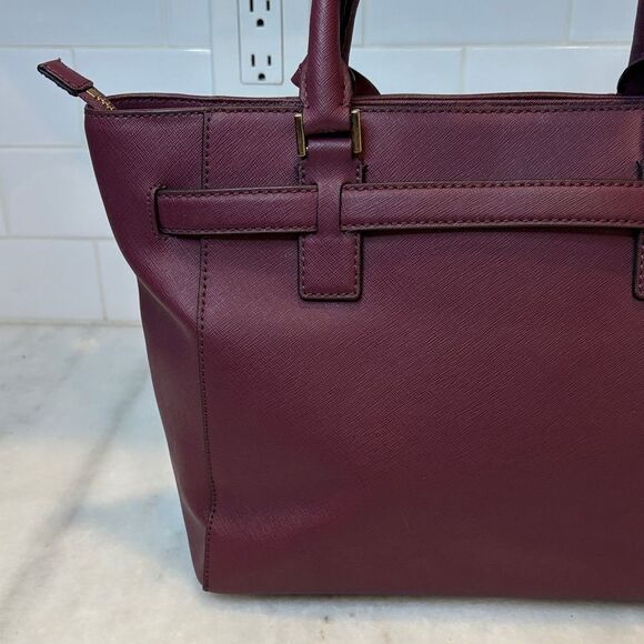 Michael Kors Hamilton Traveler Studded Satchel Saffiano Leather Bag - Picture 5 of 16